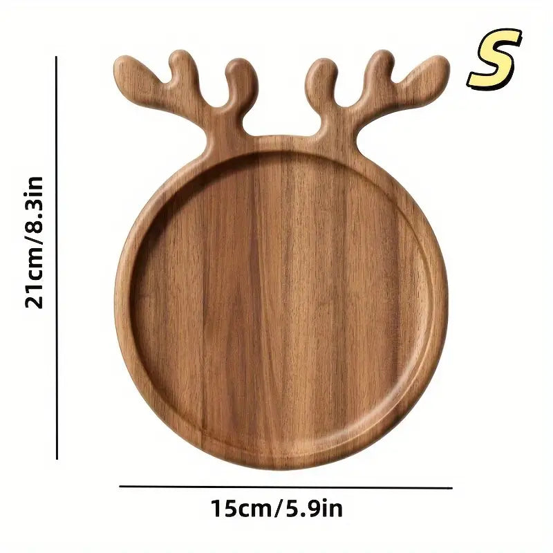 Wooden Christmas Antler Tray, Elk Fruit Cutting Board and Afternoon Tea Plate