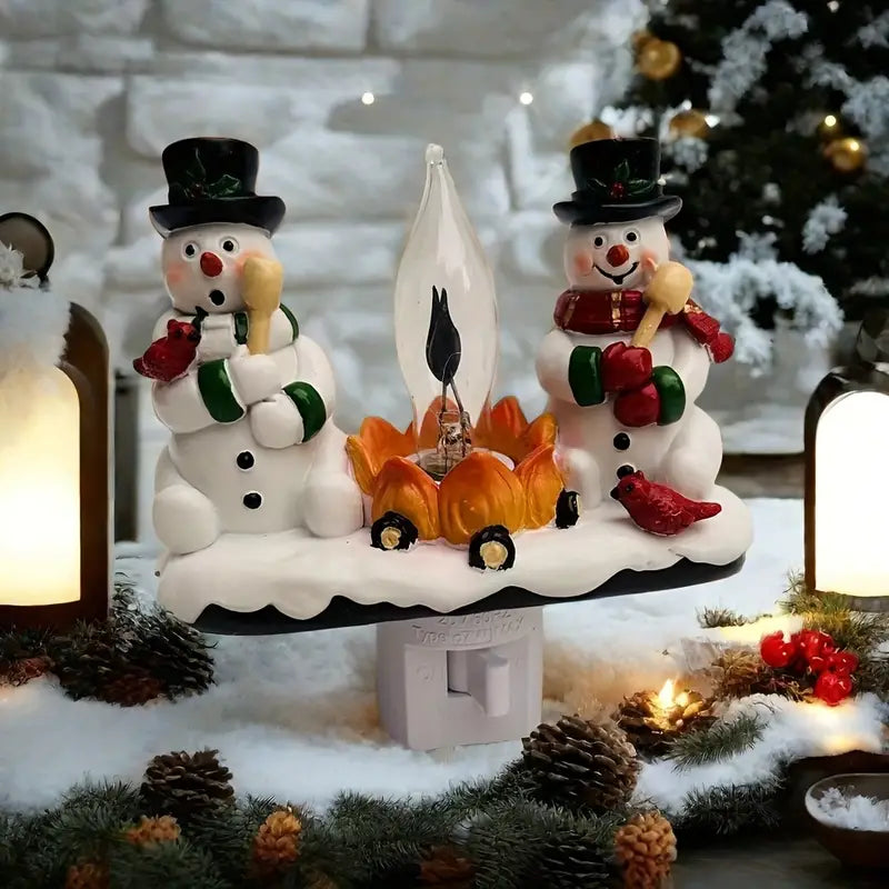 2024 Christmas Snowman Bonfire Flickering Night Light - 3D Flameless Candle