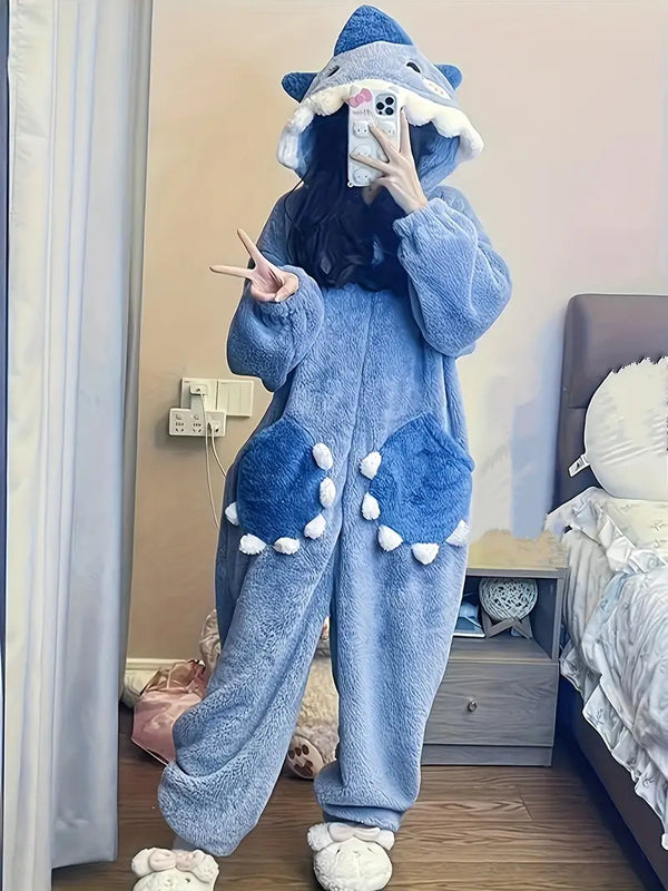 Festive Music Festival Shark Hoodie Jumpsuit