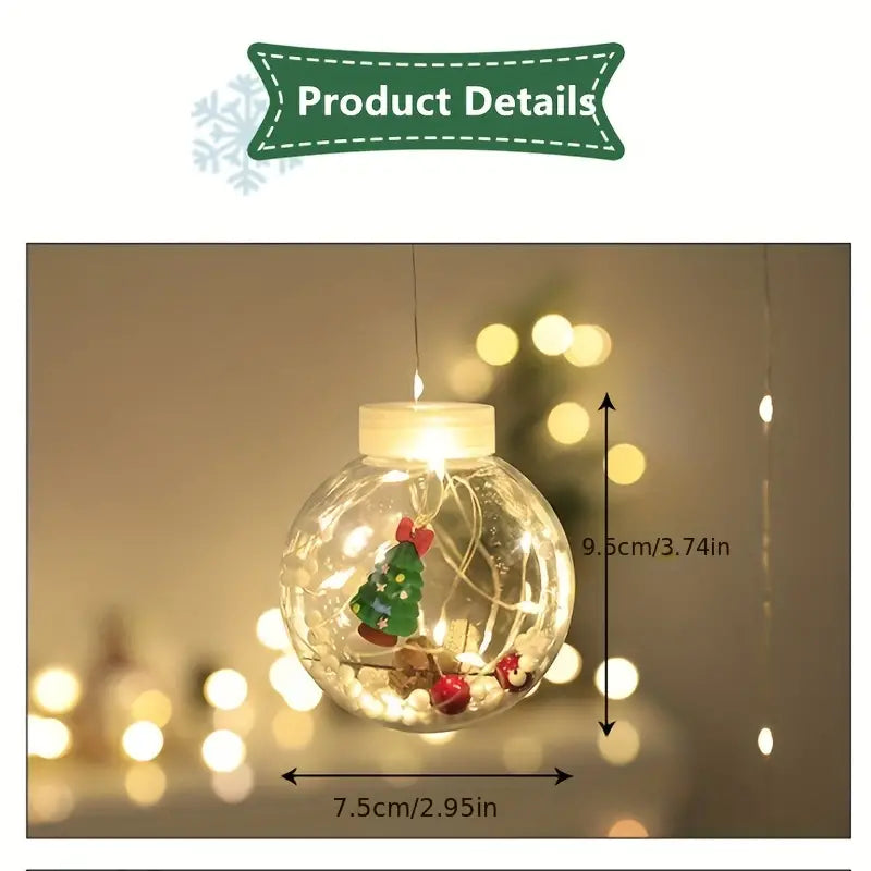 Warm & Festive USB-Powered LED Curtain Lights: Santa