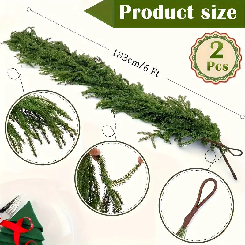 2 Pcs 6.1 FT Artificial Norfolk Pine Garlands