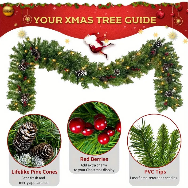 Pre-lit Xmas Tree Artificial Christmas 4-Piece Set