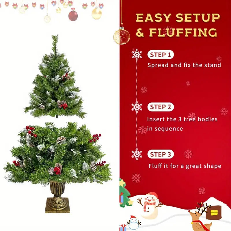 Pre-lit Xmas Tree Artificial Christmas 4-Piece Set