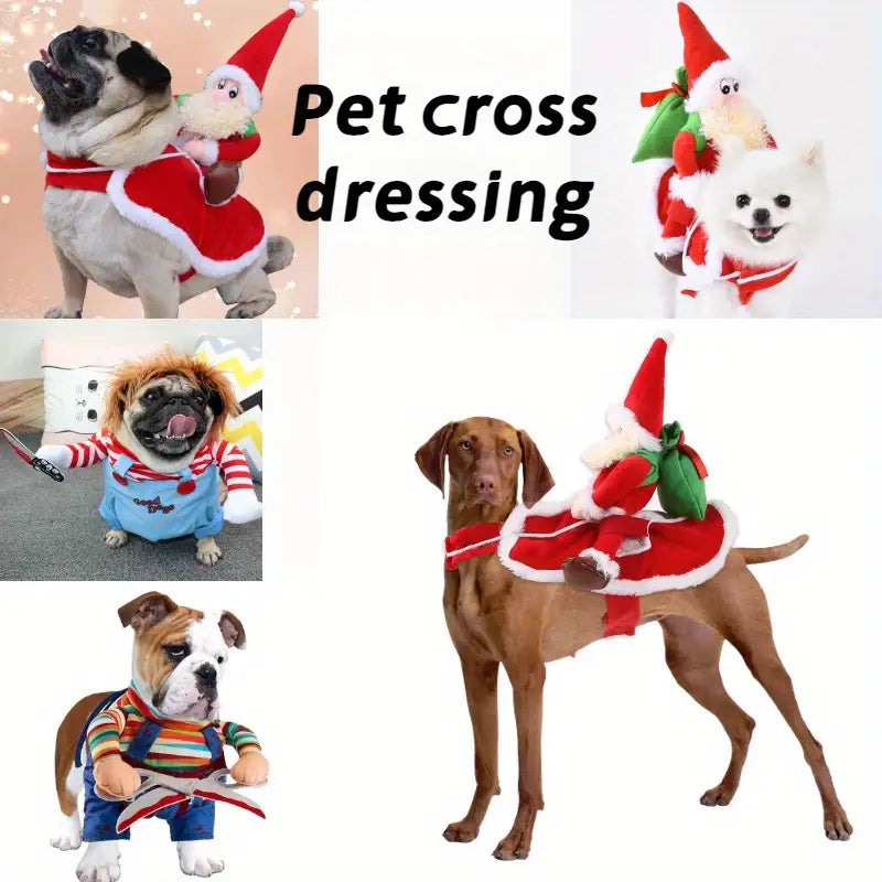 Festive Plaid Santa Claus Dog Costume