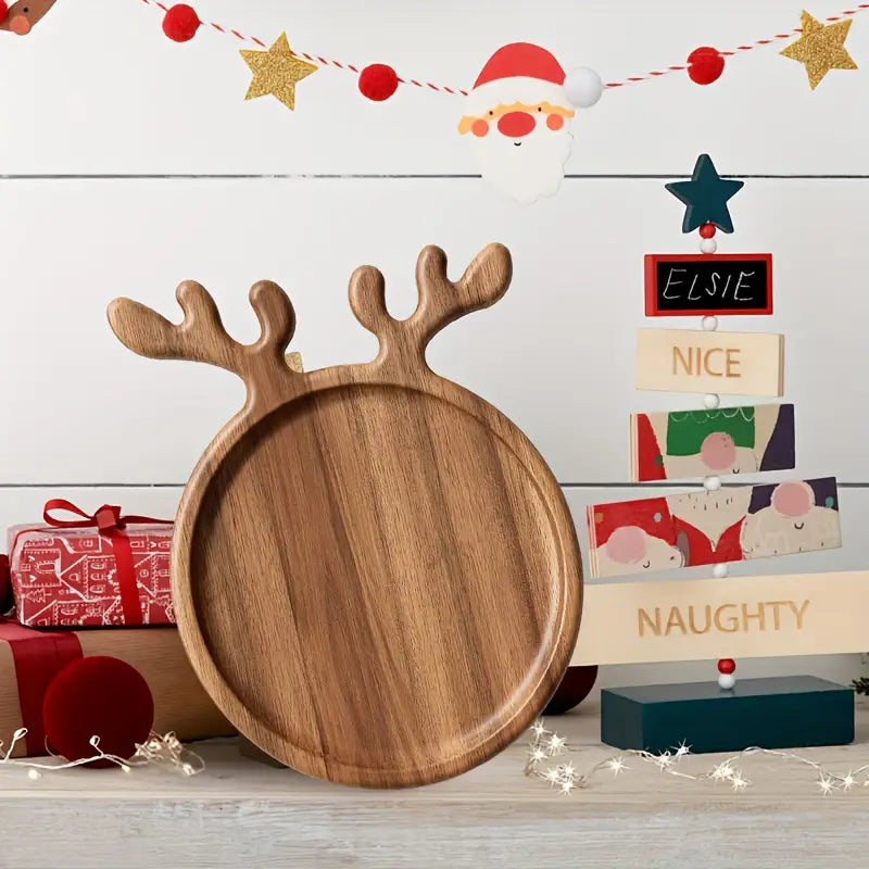 Wooden Christmas Antler Tray, Elk Fruit Cutting Board and Afternoon Tea Plate