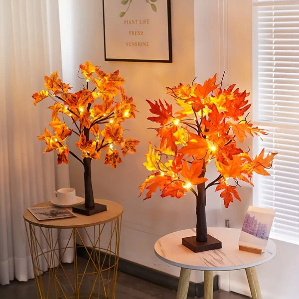 1pc, 24-inch Lighting Thanksgiving Autumn Maple Tree Decoration,