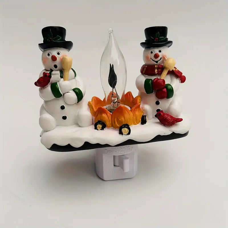 2024 Christmas Snowman Bonfire Flickering Night Light - 3D Flameless Candle