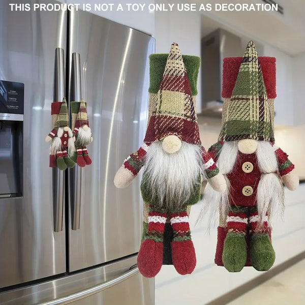 2pcs Christmas Gnome Refrigerator Door Handle Covers - Festive Kitchen