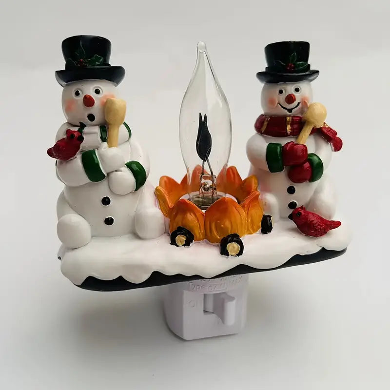 2024 Christmas Snowman Bonfire Flickering Night Light - 3D Flameless Candle