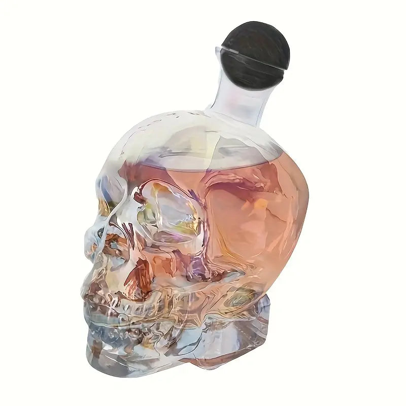 Iridescent Skull-Shaped Glass Decanter With A 26.5-ounce Capacity