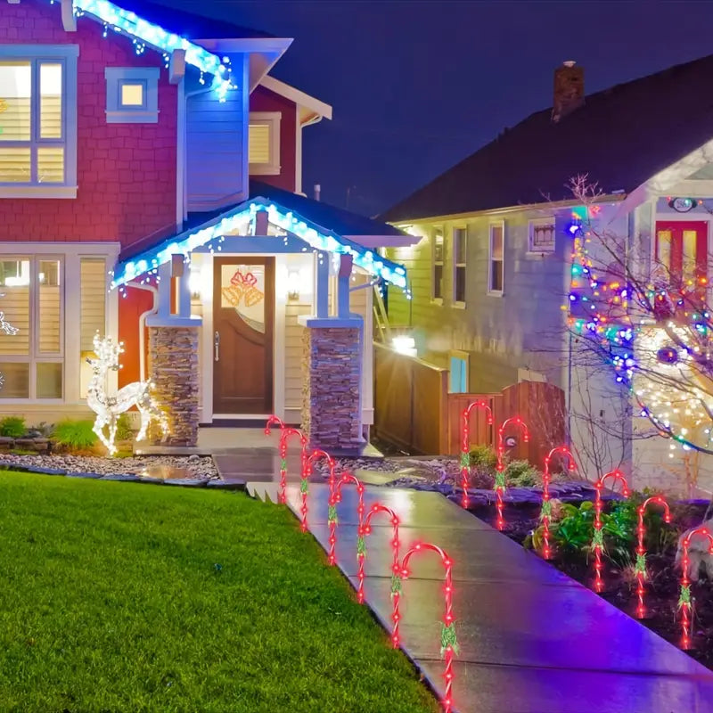 12-Pack Solar-Powered LED Candy Cane