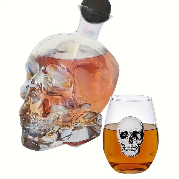 Iridescent Skull-Shaped Glass Decanter With A 26.5-ounce Capacity