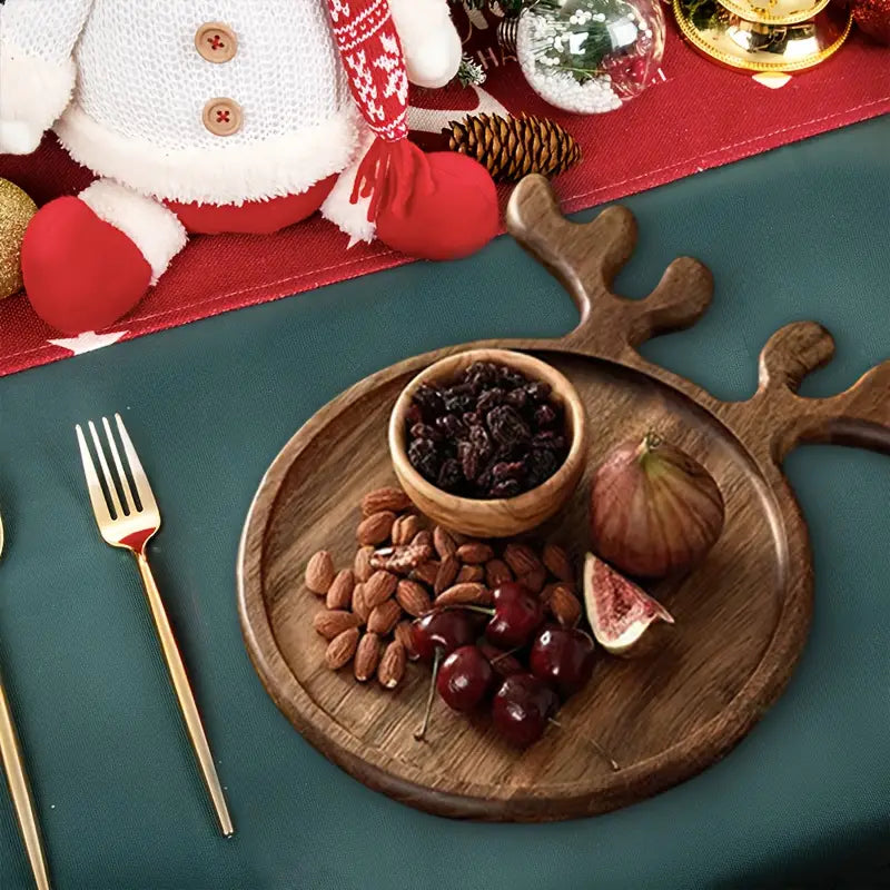 Wooden Christmas Antler Tray, Elk Fruit Cutting Board and Afternoon Tea Plate