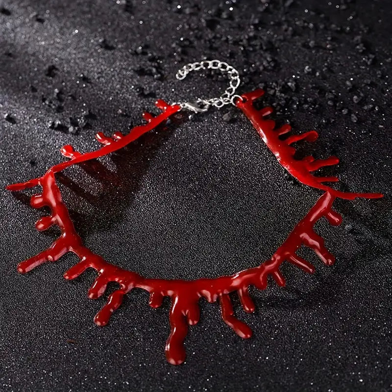 Gothic Punk Dripping Blood Choker Necklace, 2-Pack Plastic