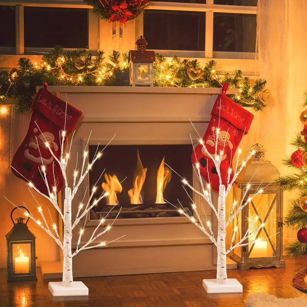 Glam Style 2-Pack 24LT LED Lighted Birch Trees - 2FT Metal Christmas