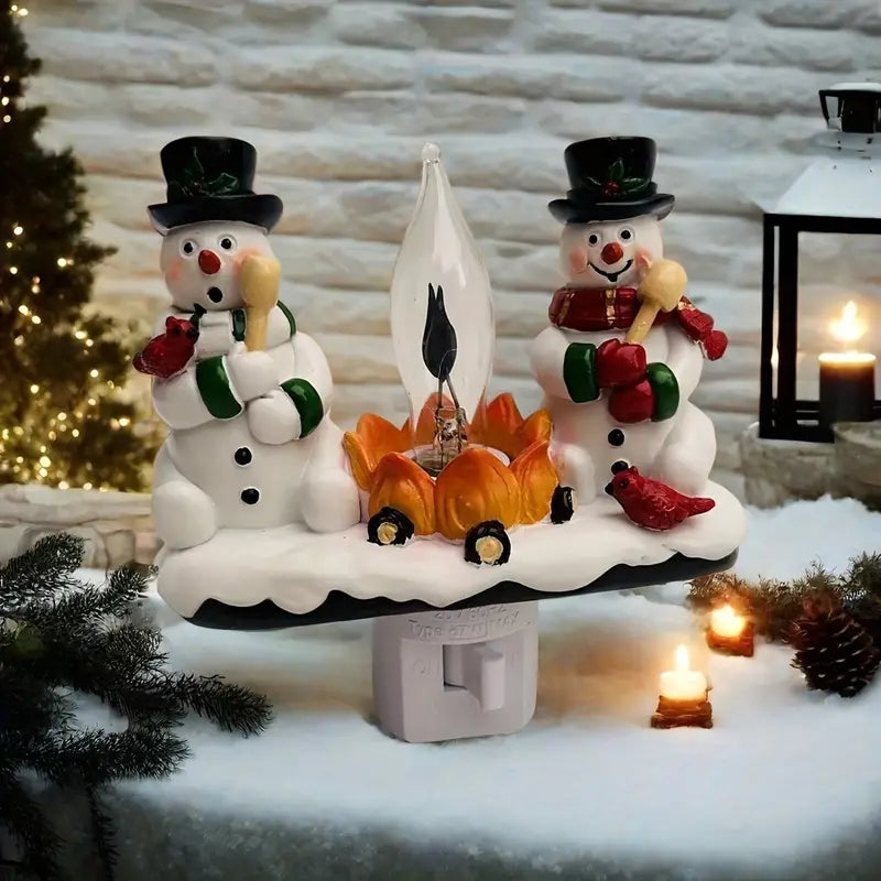 2024 Christmas Snowman Bonfire Flickering Night Light - 3D Flameless Candle