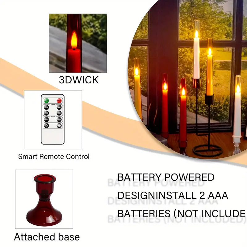 Kakoya Flameless Taper Candles, With Remote And Timer