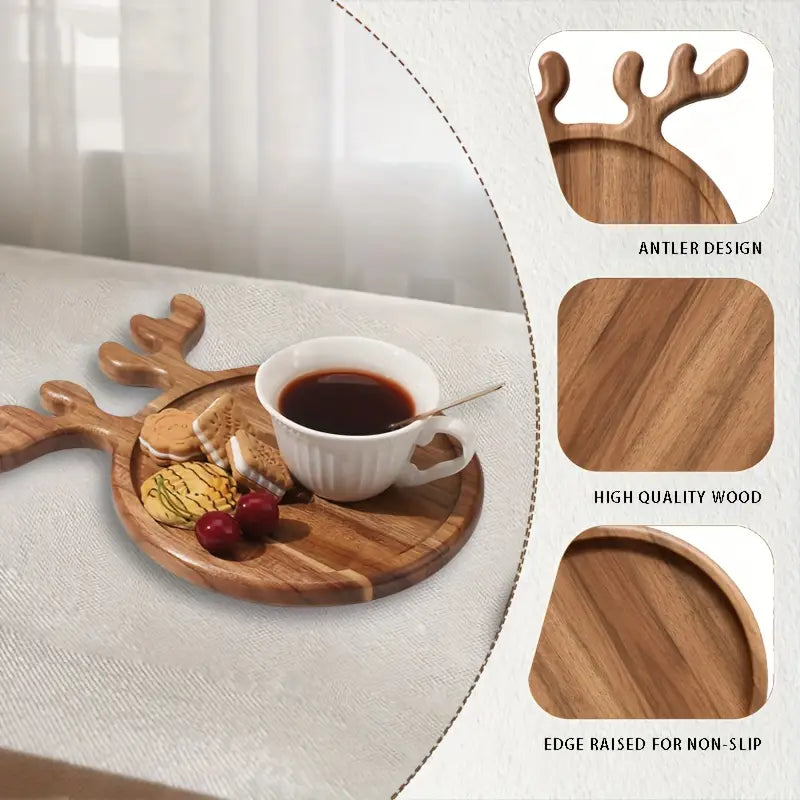 Wooden Christmas Antler Tray, Elk Fruit Cutting Board and Afternoon Tea Plate