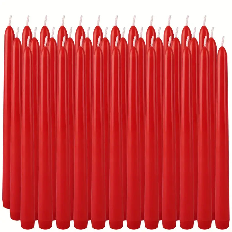 36pcs Red Taper Candles 0.8" x 10" - Dripless