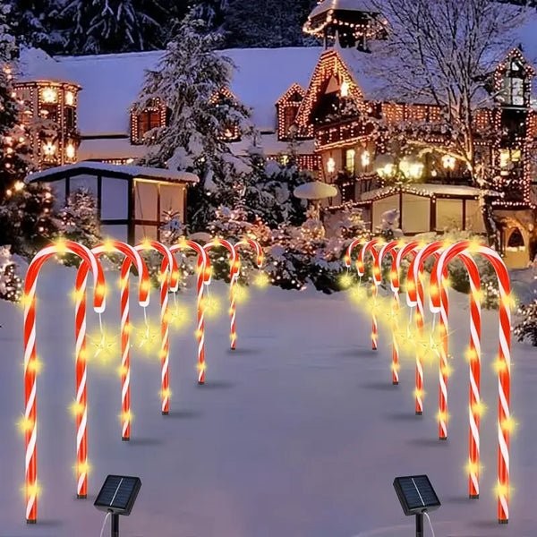 12-Pack Solar-Powered LED Candy Cane