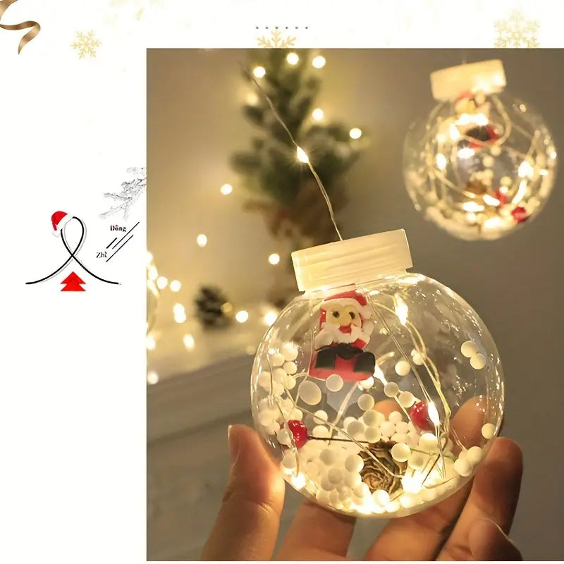 Warm & Festive USB-Powered LED Curtain Lights: Santa