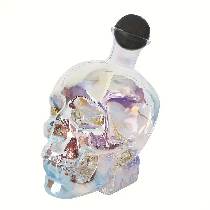 Iridescent Skull-Shaped Glass Decanter With A 26.5-ounce Capacity