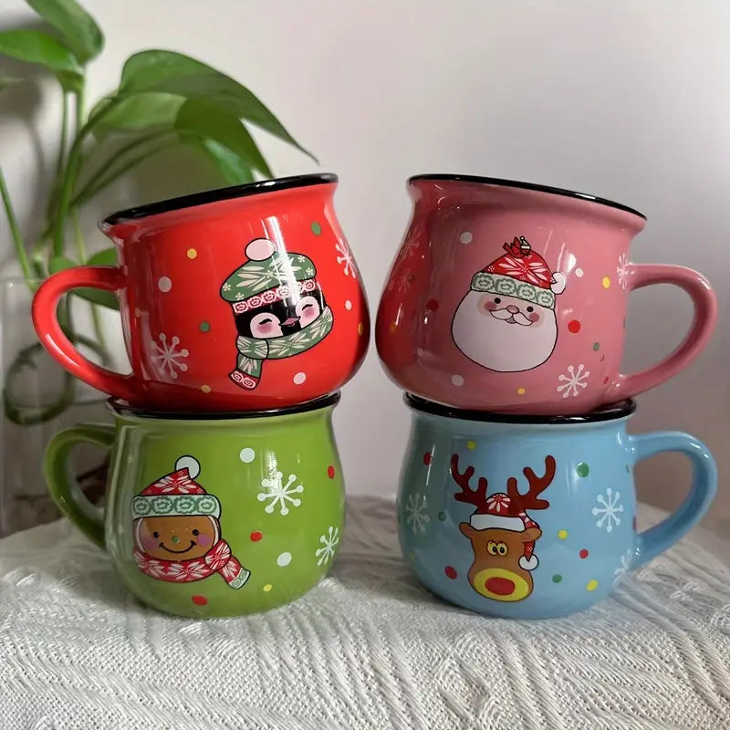 4-Piece Mini Christmas Ceramic Mug Set