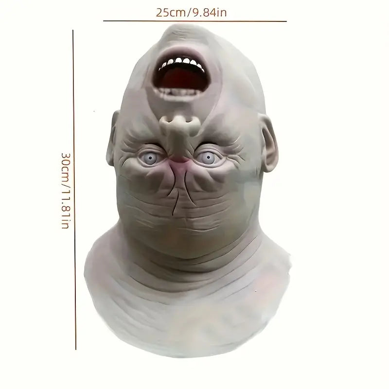 Zombie Mask - Natural Latex, Realistic Upside Down Design, Full Neck Headgear