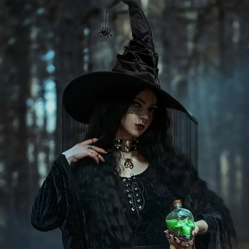 [Halloween] 1pc Fashionable Witch Hat with Tassel Design - Unique