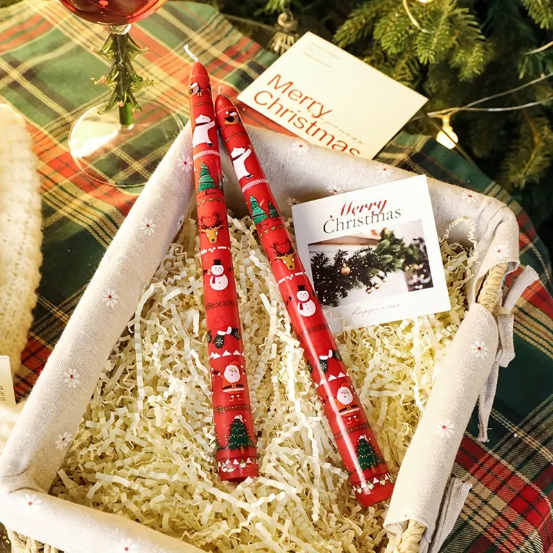 1 Box of 2 Christmas Party Long Sticks Printed