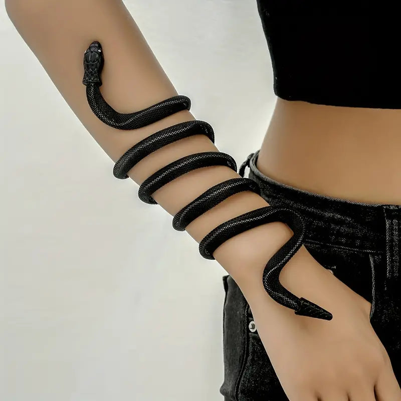 Gothic Punk Style Black Snake Wrap Bracelet