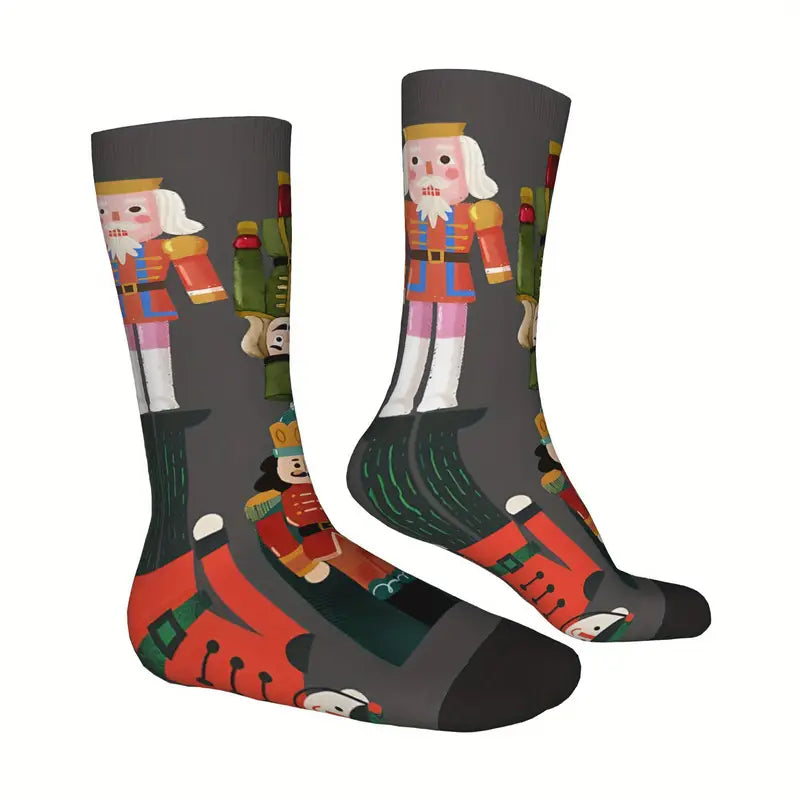 1 Pair Nutcracker Army Pattern Crew Socks for Men