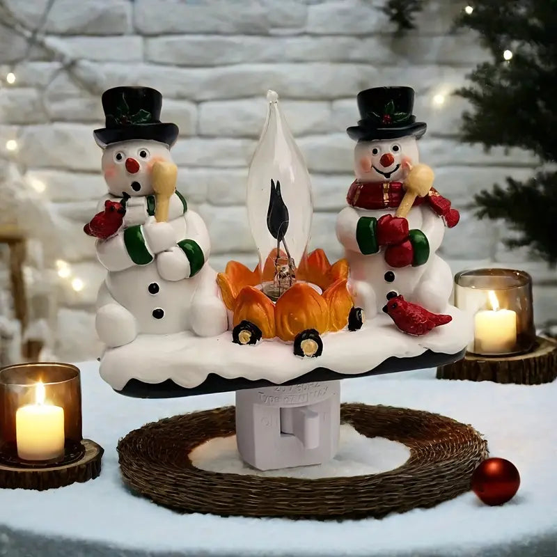 2024 Christmas Snowman Bonfire Flickering Night Light - 3D Flameless Candle