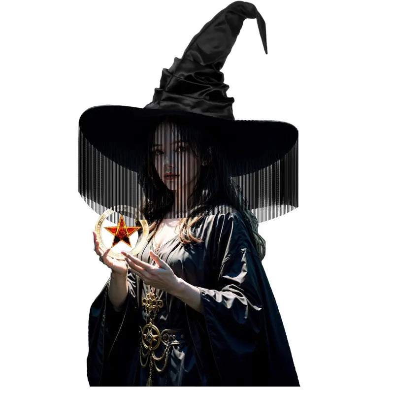 [Halloween] 1pc Fashionable Witch Hat with Tassel Design - Unique