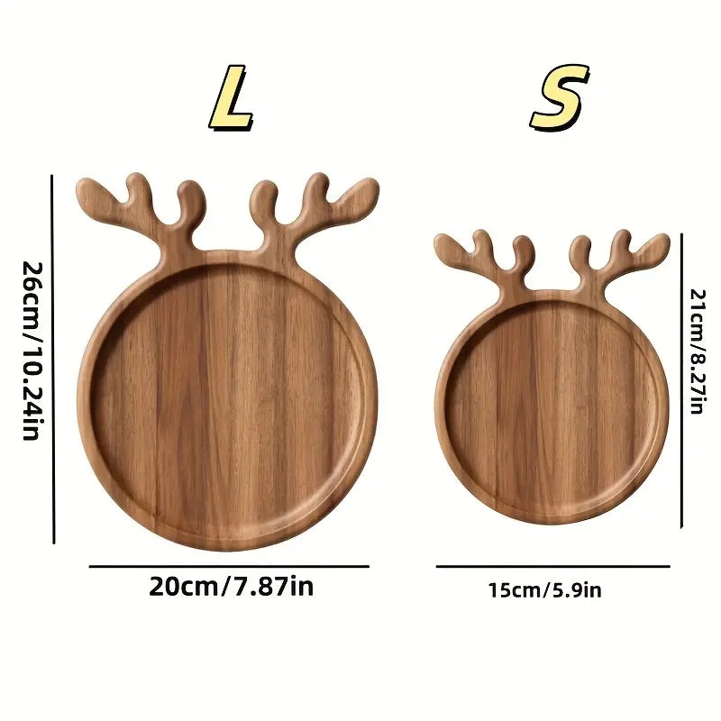 Wooden Christmas Antler Tray, Elk Fruit Cutting Board and Afternoon Tea Plate