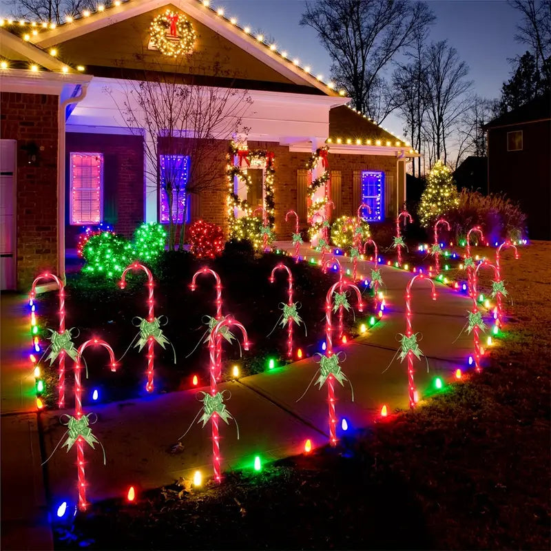 12-Pack Solar-Powered LED Candy Cane