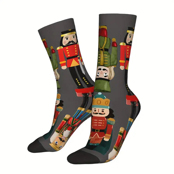 1 Pair Nutcracker Army Pattern Crew Socks for Men